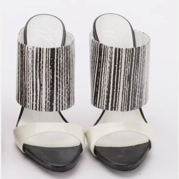 GIUSEPPE ZANOTTI Andrea Black & White High-Heel Mules Sz 36 - Picture 2 of 4